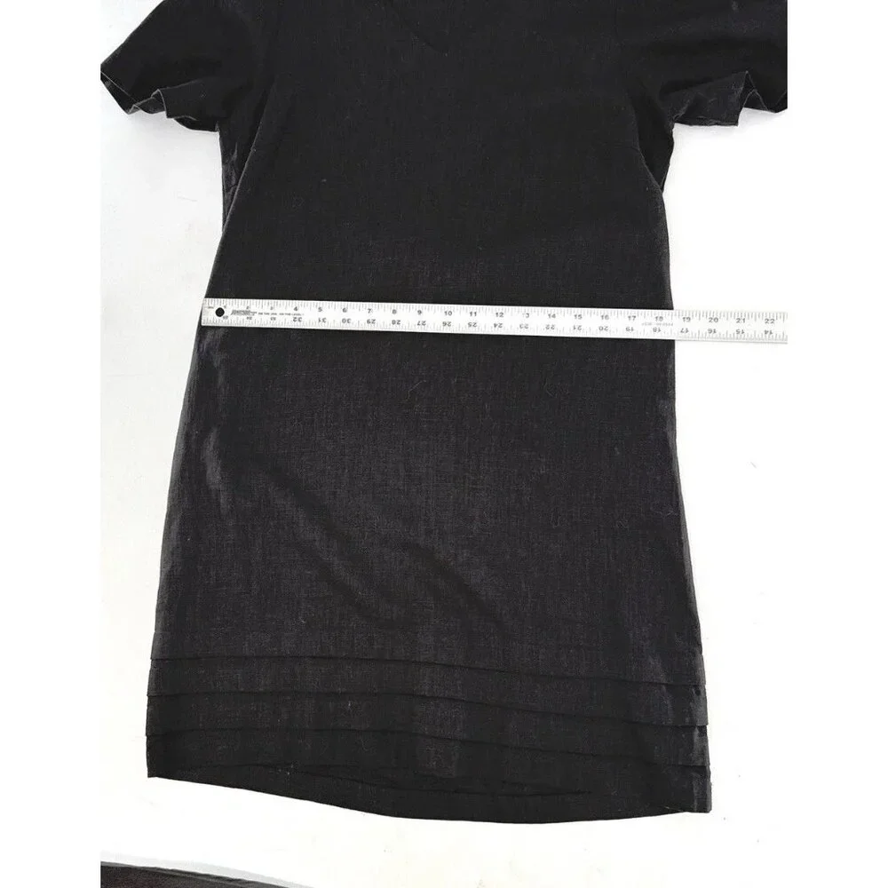 Nicole Miller Women’s Linen Blend Black Dress Pullover Boho‎ Preppy Size Small